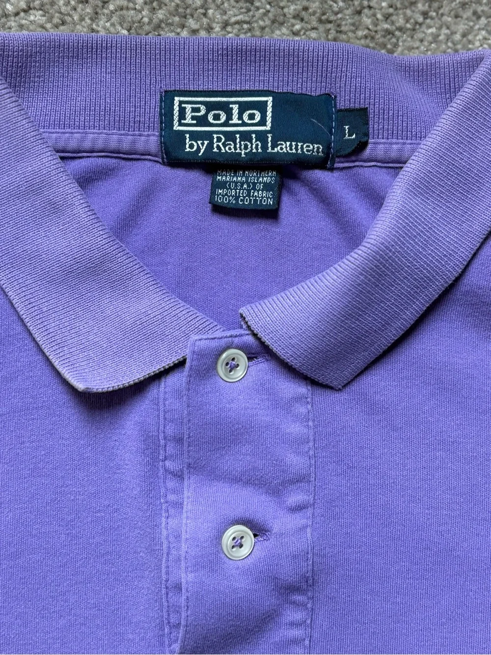 Vintage Ralph Lauren Polo Shirt in Lavender Purple with Lime Logo